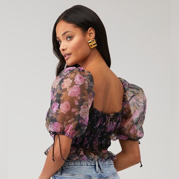 NWT For Love and Lemons Floral Puff Sleeve Sunshine Crop Top | Small | $159 - Picture 5 of 5